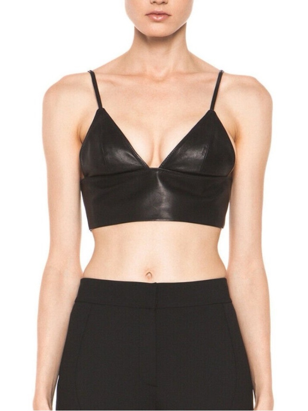 Alexander Wang Leather Bralette Spaghetti Strap Small
